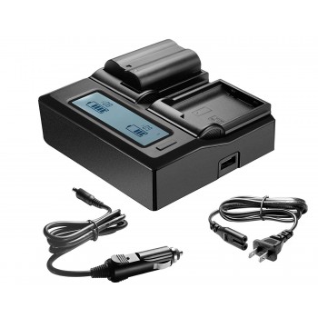 EN-EL15 EN-EL15A Dual LCD Battery Charger for Nikon DSLR D810, D750, D7200, D7100, D7000, D800E, D800, D610, D600, Nikon 1 V1 Digital Cameras 